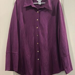 Avenue Faux Suede snap down Shacket shirt jacket women size 18/20 purple